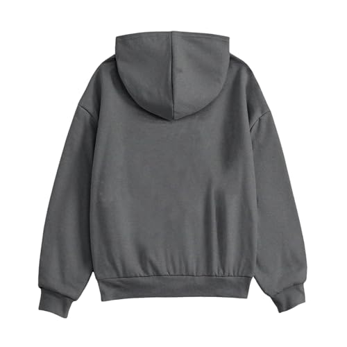 Teen Girl Hoodies Simple Oversized Cropped Girls Sweatshirts Fashion Zip Up Long Sleeve Clothes Jacket Coat Fall Winter Casual Teens Kids Outfits With Pocket 2-14 Years Dark Gray-1603