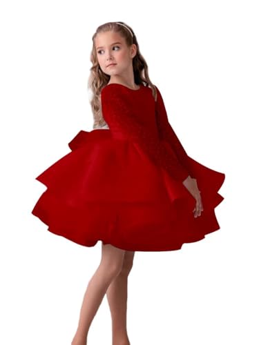 Holiday Celebration Kids Prom Dress Shiny Long Sleeve Puffy Princess Dress Girls 5 6