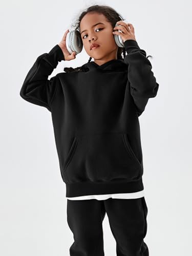 YKR Kids Sweatsuit Girls Boys Fleece 2 Piece Outfits Hooded Sweatshirt and Jogger Sweatpants Athletic Clothing Sets3