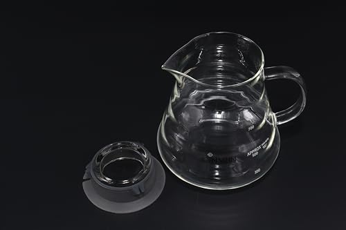 وعاء قهوة V60 سعة 750مل - سيرفر قهوة 03 من INVEIN مقاوم للحرارة مع غطاء، تصميم مموج لتحريك وصب سلس للقهوة مثالي لتقطير وتقديم 1-5 اكواب قهوة (مقاس 03)