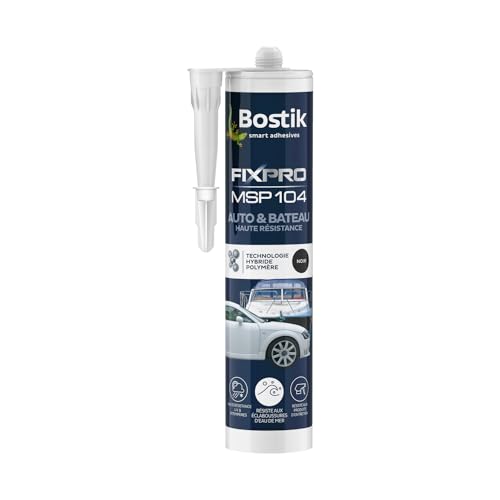 Bostik FIXPRO – Mastic Auto et Bateau MSP 104 – Colle et Joint – Tous matériaux – Résiste aux Intempéries et à l’Eau de Mer – Mastic Hybride Polymère – Couleur : Noir – 1 Cartouche 290 ml
