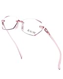 LUFF Rimless Reading Glasses for Women Blue Light Blocking,Stylish Lightweight Frameless Computer Readers Anti Eyestrain, Diamond Cut Edge Lens(2.0X)