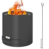 Outsunny Brasero extérieur Ø 45 cm avec bac à Cendres et tisonnier, Chauffage à Charbon de Bois pour Jardin Camp Cour, en Acier Noir