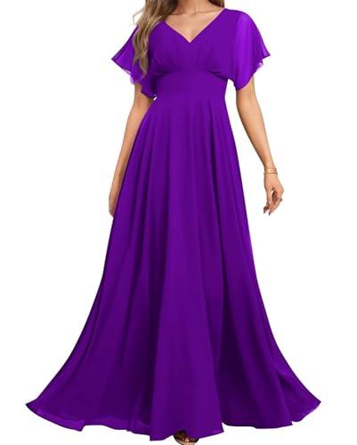 Robe de demoiselle d'honneur légère à manches flottantes pour mariage