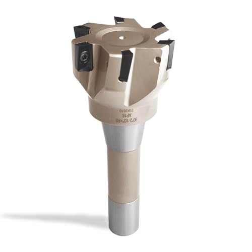 Image of R8 Shank Indexable End Mill 2-1 /2 inch Diameter 90 Degree High Speed Milling Cutter with 6 Apkt1604 Carbide Inserts (6-1 /8 inch Overall Length)
