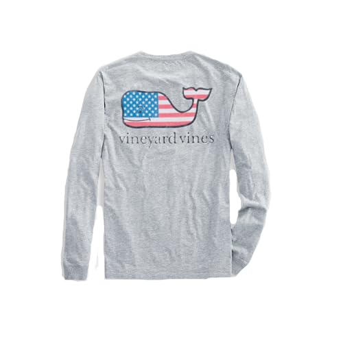 Image of Vineyard Vines Men's Flag Whale Long-Sleeve Pocket Tee