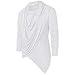Draped Shirt for Men Long Sleeve Satin Asymmetric Hem Split Casual Tops Vintage Cowl Gothic Fashion Sweatshirt White