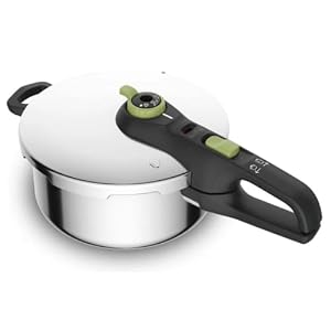 Tefal Secure Trendy P2580400 Pressure Cooker 4 L,2-Stage Cooker Intensive Level 117 °C,Gentle Level 112 °C,Induction Capsule Base,Suitable for All Cookers,Short Side Handle,Black,Green