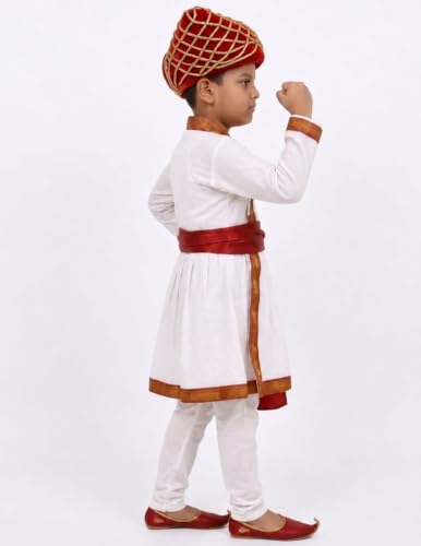 Image of BookMyCostume Marathi Dress for Boys | Traditional Ethnic Maharashtrian Dress for Boys | Angrakha Pyjama, Patka & Pagdi Set | Fancy Dress for Cultural Events, School Functions & Festivals | 8-10 Years