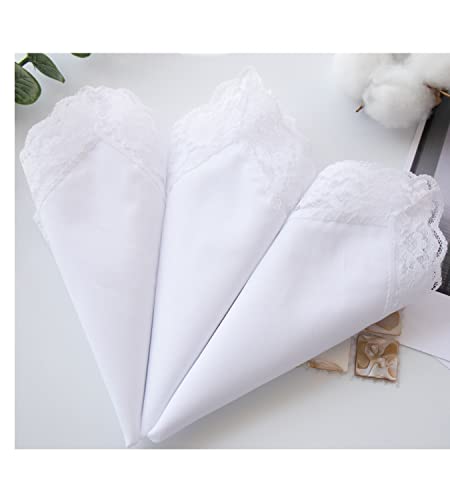 Mileymarla Ladies New Pretty Lace White Cotton Handkerchiefs Wedding Hankies Hanky #TOP3