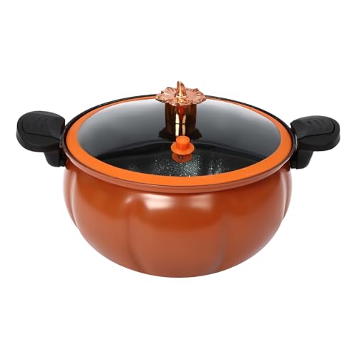 Micro Pressure Cooker, 2.11gal Soup Cooking Pot, Pumpkin Shaped Stew Pot w/Lid, Multi-Function Micro Pressure Cooking Pot, Gas Stove/Open Fire Induction Cooker Universal Stew Pot with Steamer