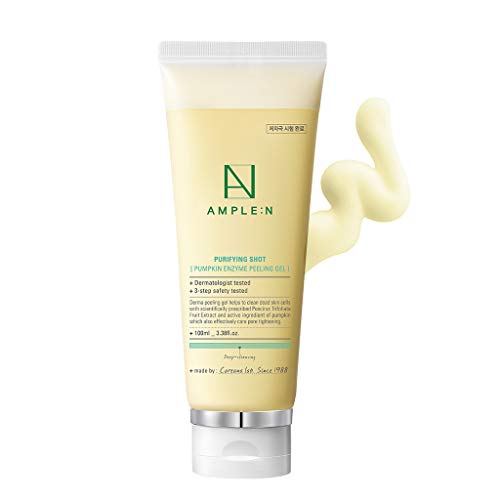 AMPLE:N Purifying Shot Pumpkin Enzyme Peeling Gel - Exfoliating Peeling Gel with Centella Asiatica Extract and Ginseng â€“ Gentle Gommage Exfoliant for Face - For Oily and Sensitive Skin, 3.38 fl.oz.