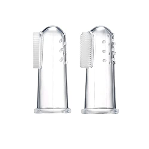 2 pcs Silicone Baby Finger Toothbrush Soft Gum Massage and Teether Brush for Teething Relief, Oral Cleaning Care – Gum and Tooth Cleaner 3 Months Plus, Clear