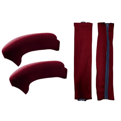 Image of HOKIPO 'SereneSolids' 140 GSM Armrest Covers for Office Chair (Zipper Style), 1 Pair, Burgundy (AR-5934-BRGN)