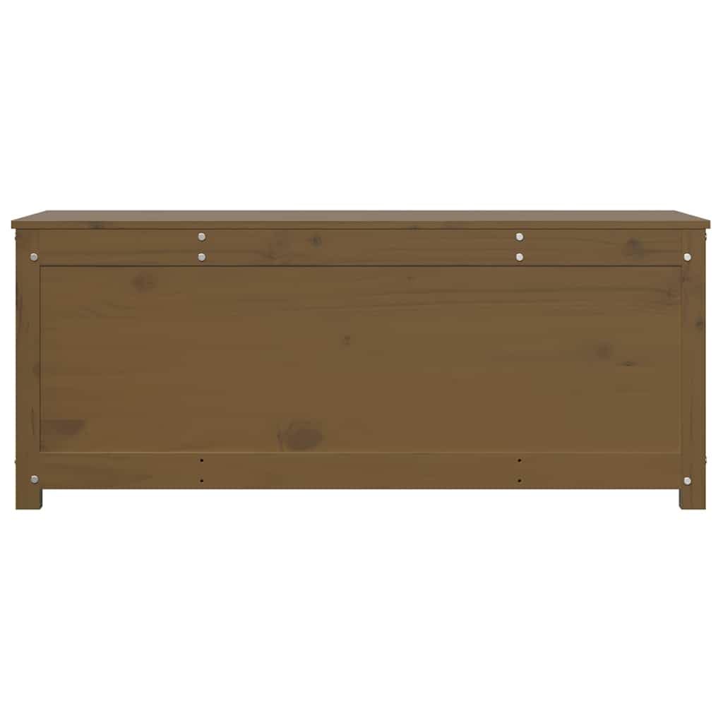Baúl de pino macizo marrón miel 110 x 50 x 45,5 cm con muelle de gas gran espacio de almacenamiento para salón, dormitorio, pasillo y cocina, solución de almacenamiento versátil