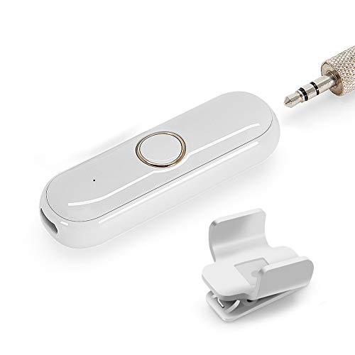 ULBRE BT Adapter Bluetooth Dongle for Headphones Stereo Car, Wearable Low Latency Audio Receiver w Clip n Microphone, Wireless Portable 3.5mm Aux Kit for Earphone, Headset, Speaker, Sport, Answer Call