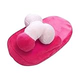 Funny Slippers for Women Men Gag Gifts Modeling Soft Plush Non-Slip Winter Furry Sandals for Home (Rose Red 1, One Size)