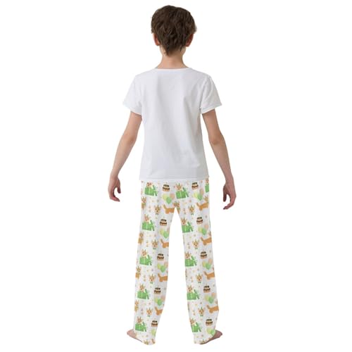 Happy Birthday Corgi Dog Boys Long Pants Soft Trousers Elastic Waist Kids Lounge Bottoms with Pockets S-XL3