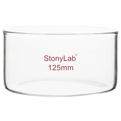 stonylab Placa de Cristalización, Placa de Cristalización de Vidrio de Borosilicato de Pared Gruesa para Cristalización y Evaporación en Laboratorio, Fondo Plano, sin Pico, 500 ml