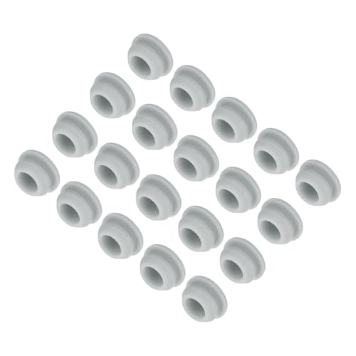 Image of MECCANIXITY 30pcs Silicone Snap in Locking Hole Plugs,10mm /0.4 Inch Mounting Diameter Narrow Groove Width 2mm Panel Seal Cover Round for Kitchen Bulkheads Waterproof Sealing Plugs Grey