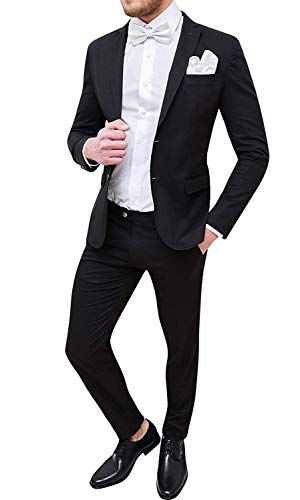 Costume complet noir homme coupe ajustée coton léger