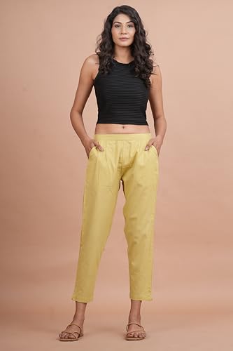 Image of Women's Cotton Ankle Fit Trouser Pants for Women & Girls | Women Regular Fit with Two Pocket Trouser for Office School Formal Casual Daily Use