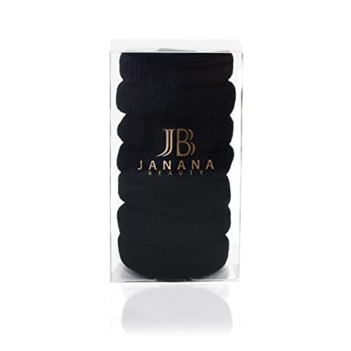 Thick Hair Ties for Men and Woman 7 Pack No Damage Hair Tie Hair Band for Thick and Thin Hair Gentle Soft Hair Ties No Slipping or Snagging 7 Pack Black