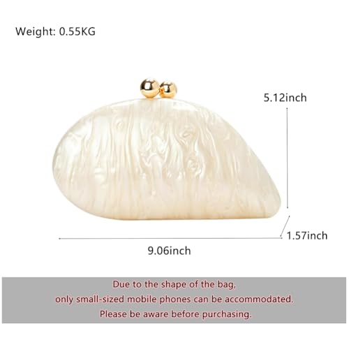 Image of Acrylic Shell Shaped Bag Luxury Marble Clutch Evening Purses for Women Glitter Handbag for Wedding Cocktail Party Prom