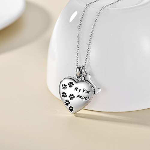 Personalized Paw Print Heart Locket Necklace 925 Sterling Silver That Holds Pictures Puppy Dog Cat Pet Pendant Jewelry For Women (Paw Print Locket) #TOP1