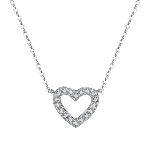 Collier cœur argent femme avec cristaux de zirconium, le cadeau romantique idéal pour elle