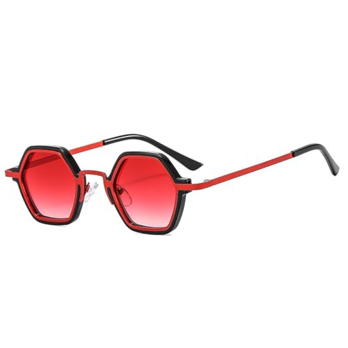 Lunettes de soleil rétro pour vos festivals et sorties d'été look punk polygonal noir rouge