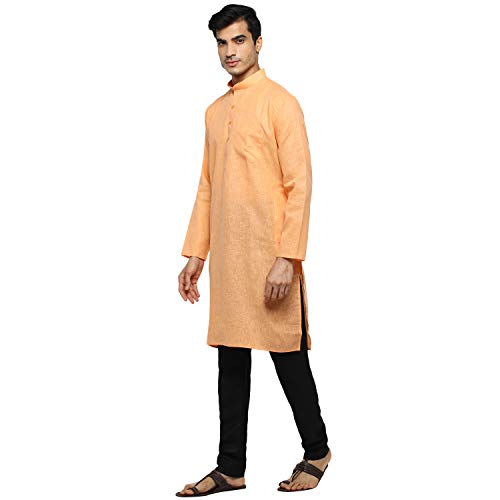 Image of Royal Kurta Men's Cotton Knee long full Sleeve Solid Straight Kurta Pyjama Set