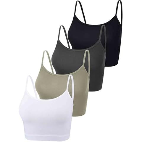 4 Pack Spaghetti Strap Crop Tops for Women Cover