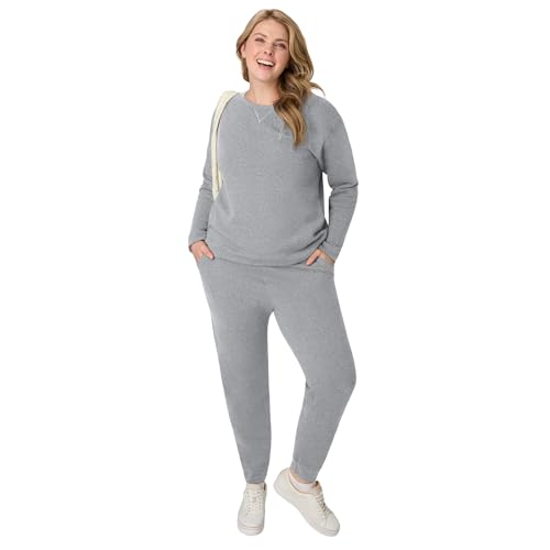 Image of Hanes Women's Sweatpants - EcoSmart Fleece Joggers - Open-Bottom Pocketless Pull-On Lounge Pants - Reg. & Petite Sizes
