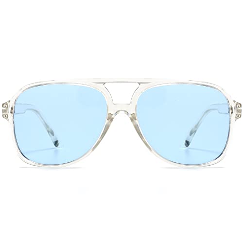 LASPOR Polarized Aviator Sunglasses for Women Men 70s Vintage Retro Glasses Large Frame Plastic Shades UV400