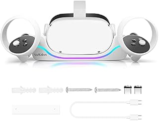 Vakdon USB Magnetic Charging Dock Holder for Oculus Quest 2 Headset, VR Quick Charging Station Stand Set for Oculus/Meta Quest 2 Headset Charger With Indicator Light, Storage Base for Quest 2 Handle