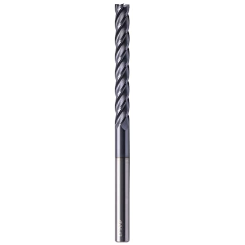Image of 3 /8 inch 4 Flute Solid Carbide Extra Long Square End Mill, 6 inch OAL, AlTiN Coated | 35 Helix, 3 /8 inch Cutting Dia, 3 /8 inch Shank Dia, 3 inch LOC, for Milling Alloy Steel, Carbon Steel, Cast Iron, Copper