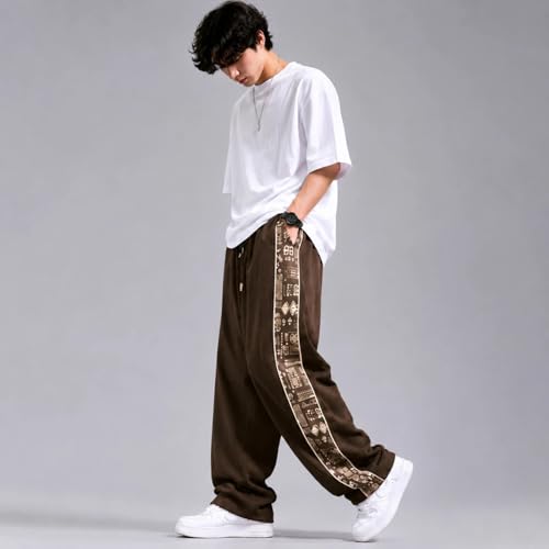 Image of Men Baggy Printed Track Pant | Loose Fit Casual Lower for Men | Everyday Wear