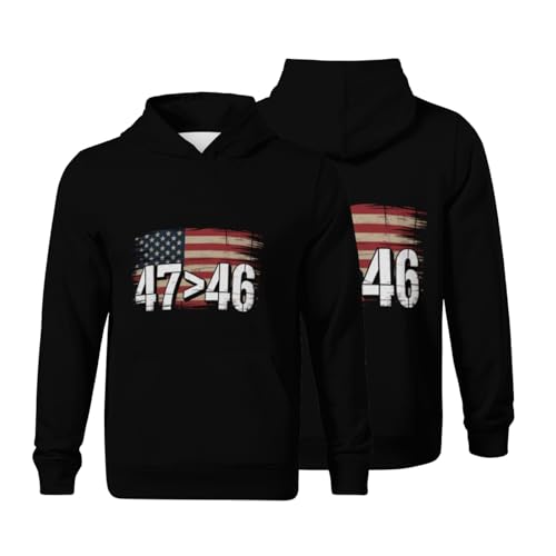 Kids 47 Better Than 46 Vintage US Flag Boys Girls Lightweight Kangaroo Pocket Fleece Hoodies