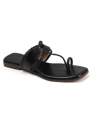 Image of SilverArrow Women's Glintique Fashion Sandals|Braid Strap Style Open Back Flats |Casual Wear