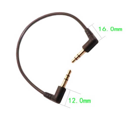 Cable aux de 3,5 mm macho a macho en ángulo recto de 195 mm pack de 2 con conectores dorados 3
