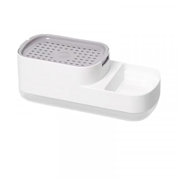 4 in 1 Kitchen Dish Soap Dispenser and Sponge Holder Set for Kitchen Sink with Soap Dispensing Dish Brush, Sink Tray, Scrub Sponge, Replacement Brush Heads