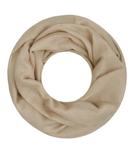Majea Loop Cary Basic Schal Tuch Damen-schal Schlauchschal Rundschal Halstücher uni unifarben Loopschal einfarbig, Beige 1, 170x80