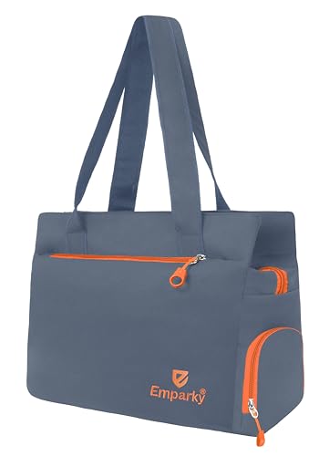 Image of Women Bag, Black with Turquoise Accents, Tote Bag with Multiple Zipper Pockets