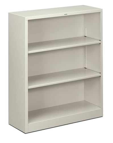 Image of HON Metal Bookcase, 3 Shelves, 34-1 /2 W by 12-5 /8 D by 41 H, Light Gray