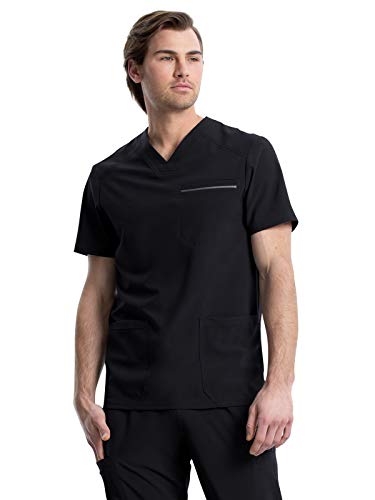 Cherokee iFlex Men Scrubs Top V-Neck Plus Size CK661, 3XL, Black