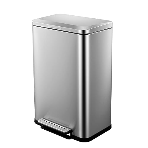 Caneca de basura rectangular de acero cepillado 50L miniatura 2