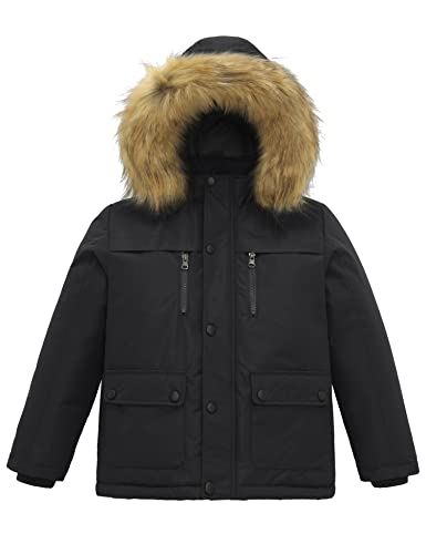 Wenven Boy's Winter Warm Puffer Jacket- Waterproof Hooded Parka Thicken Coat For Boys(6-16) #TOP22