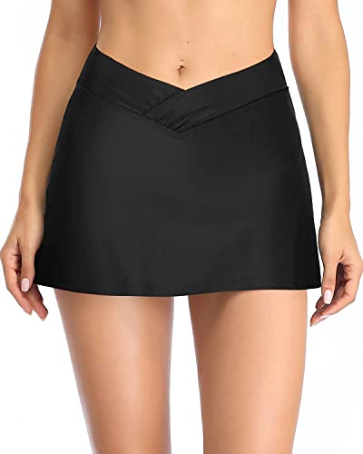 Yonique Women's Swim Skirt Mid Waist Swim Bottoms Elastic Waist Swimsuit Bottoms