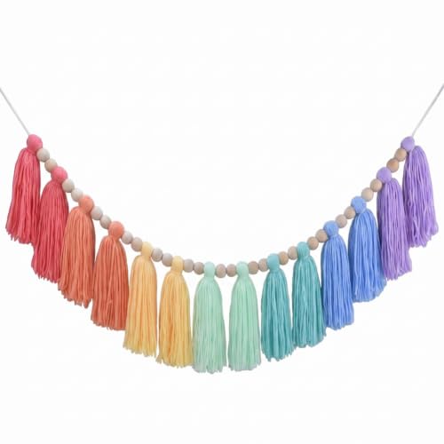 Image of DrCor Crayon Rainbow Tassel Garland - Classroom Party Nursery Decor